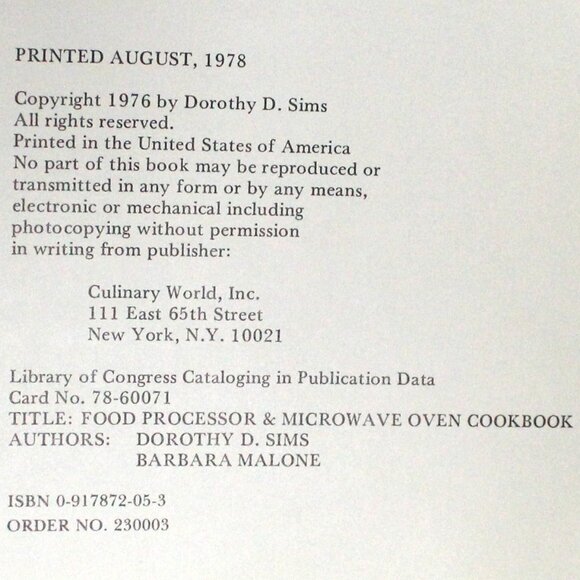 The Food Processor & Microwave Oven Cookbook Printed 1978 - Picture 5 of 12